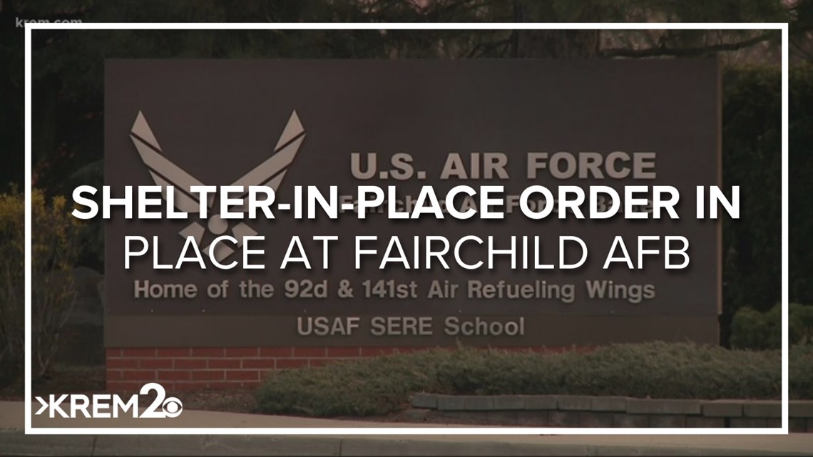 Security response at Fairchild Air Force Base main gate prompts shelter