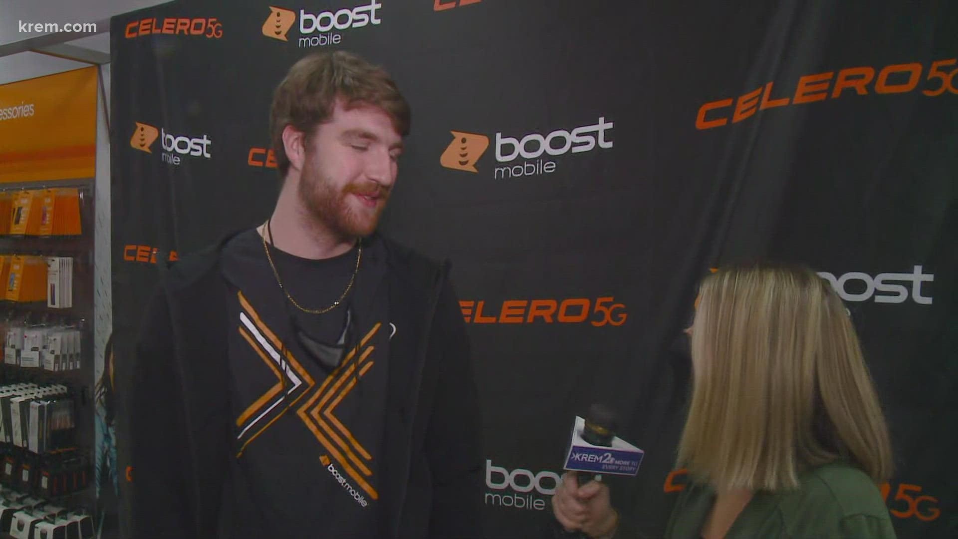 KREM 2 Sports Director Brenna Greene interviewed Drew Timme at his meet and greet event at Boost Mobile in Spokane.
