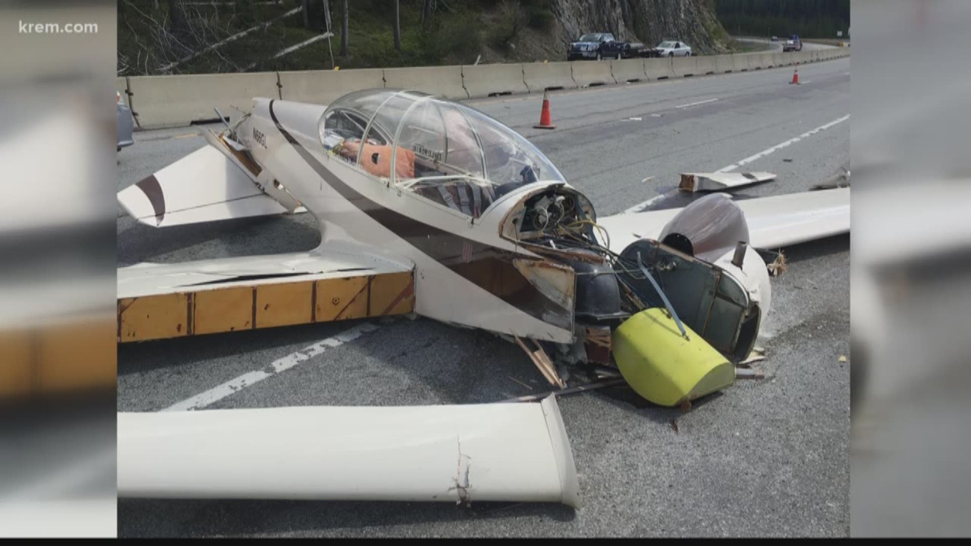 A witness says he watched the plane go down onto the interstate and the pilot was able to walk away from the crash. (5-22-18)