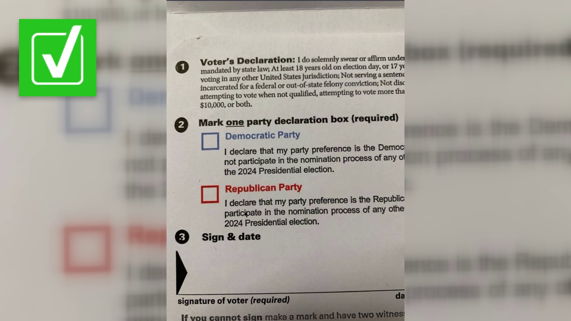 Washington state primary ballot envelopes require voters to mark their party affiliation.