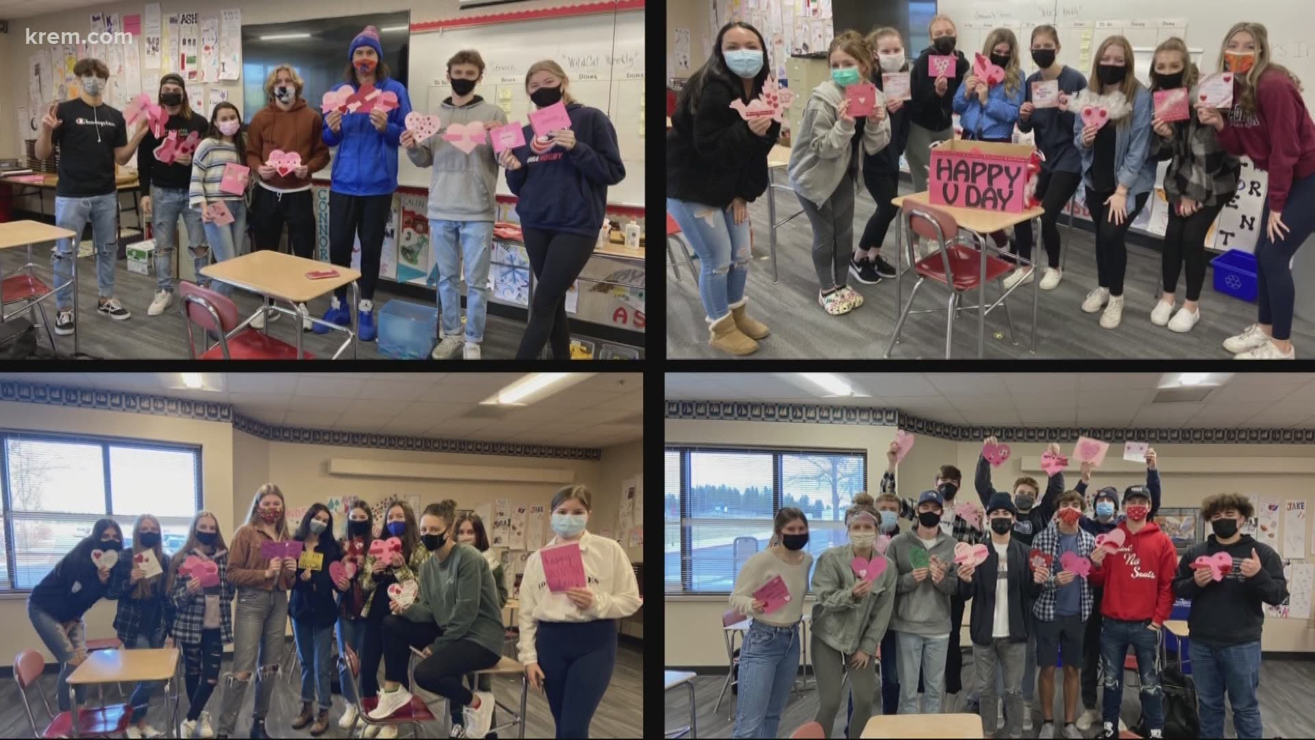 The leadership class made dozens of cards to help the residents cope with isolation during the COVID-19 pandemic.
