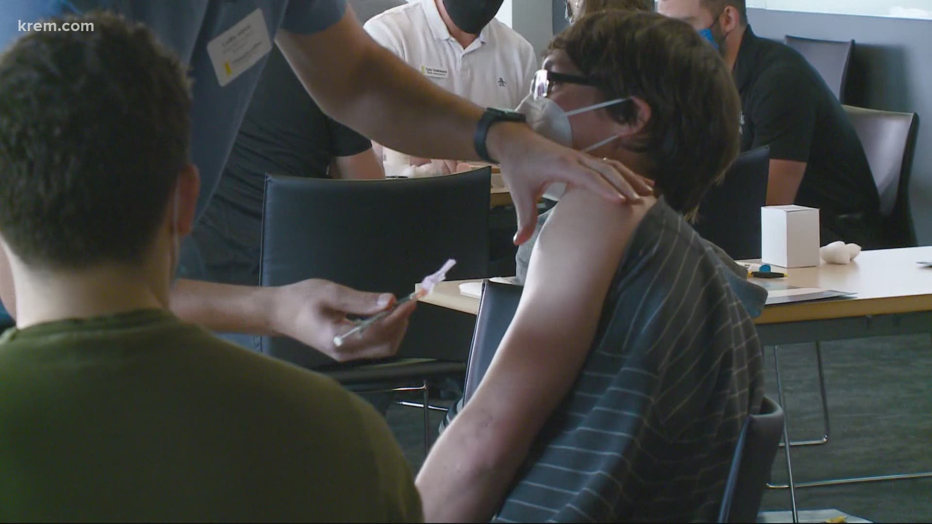 About 40 students were at the University of Idaho Medical Center learning how to administer the shots in people's arms.