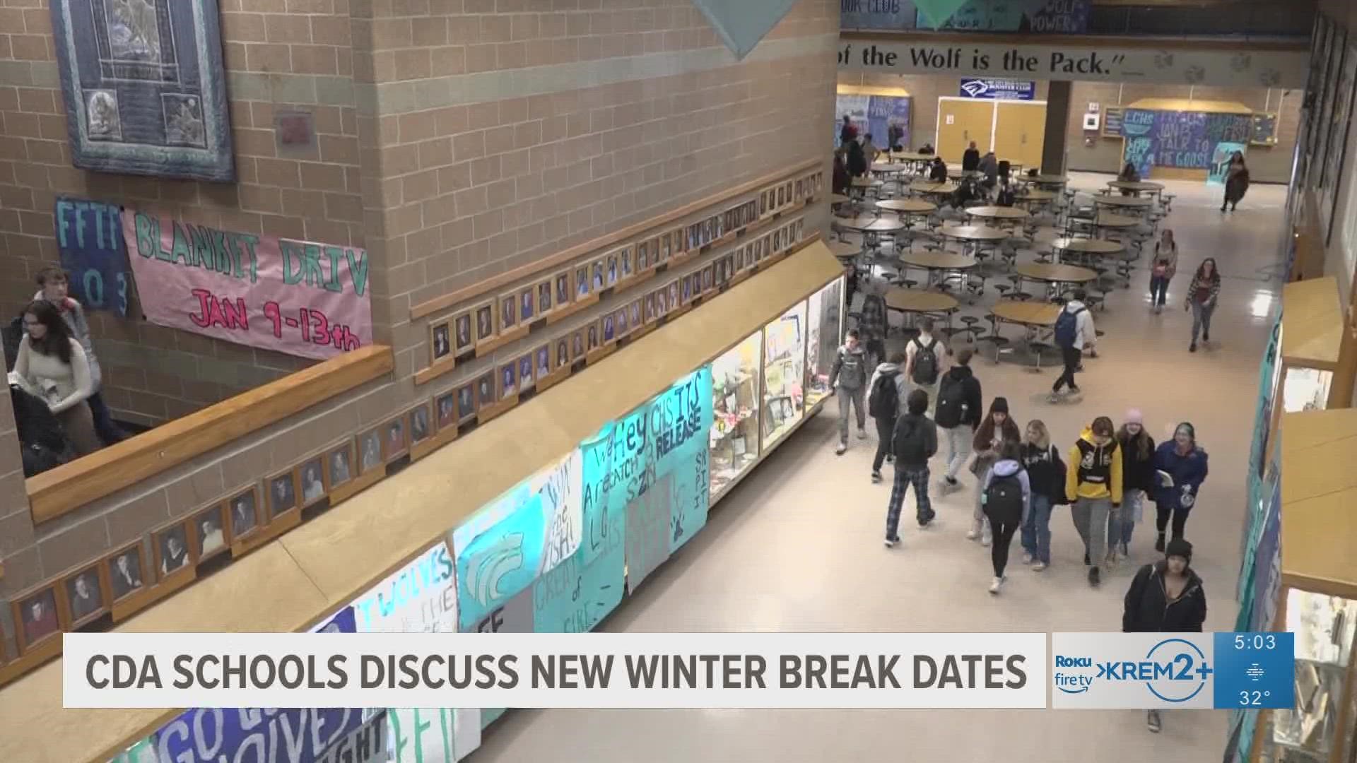 Coeur d'Alene School District looks to change winter break dates