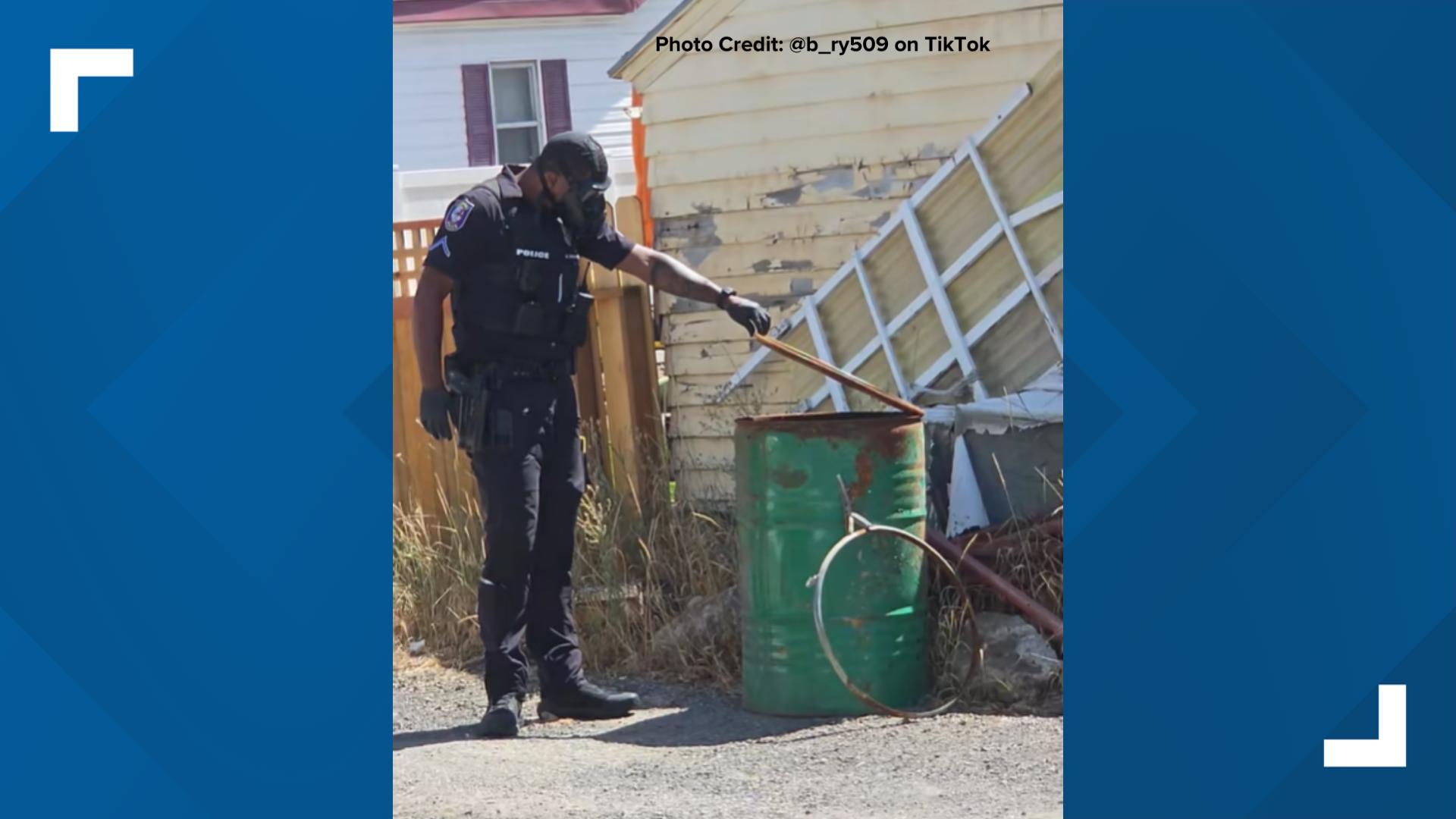 Video shows mysterious barrel in Spokane, police say no human remains