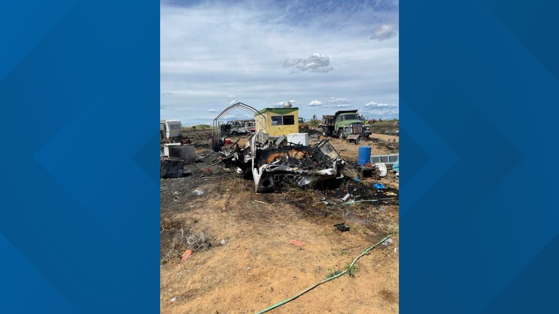 18 vehicles burned in a vehicle fire near Jacob's Road in Reardan