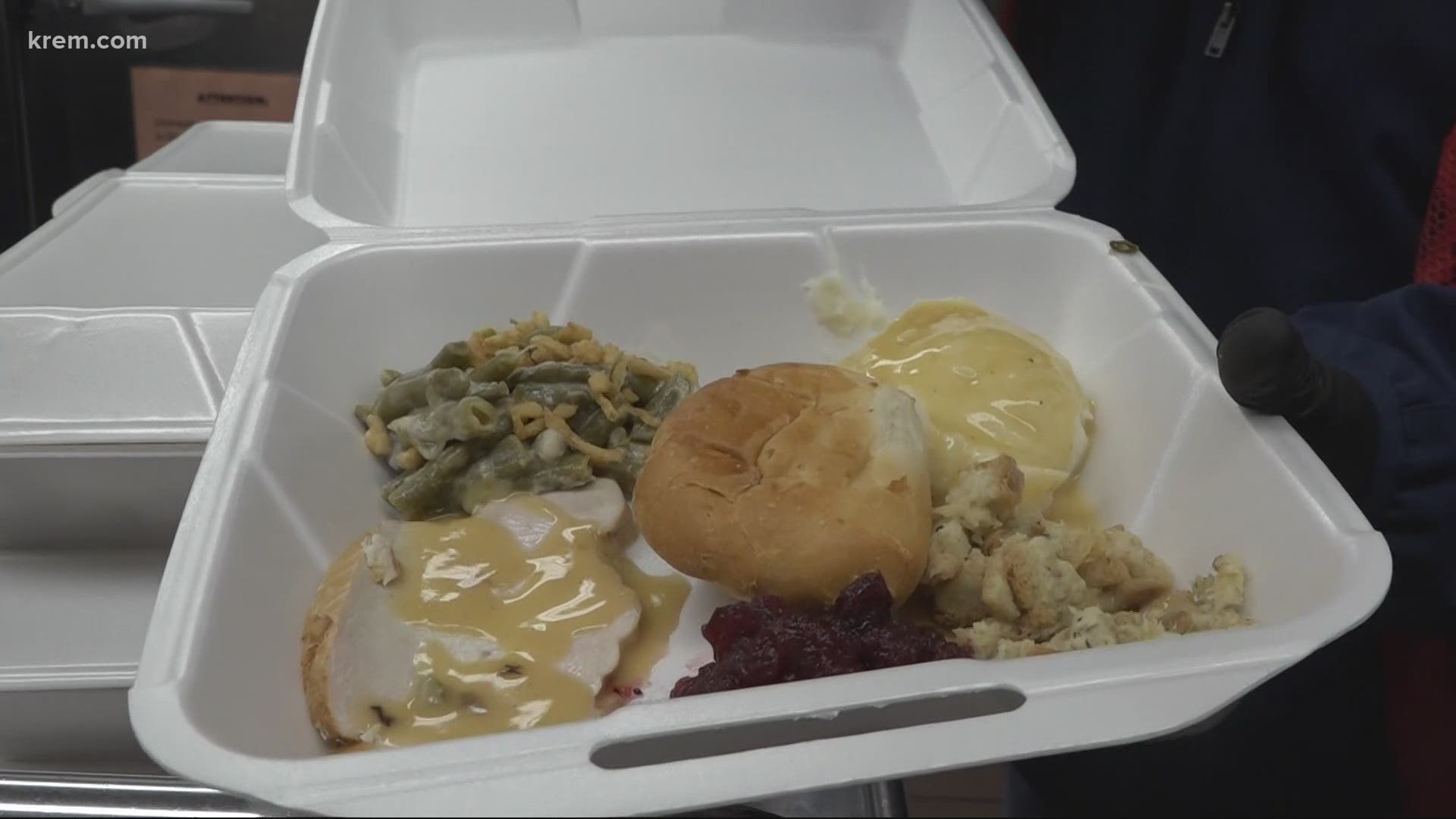 The charity held a drive-thru food drive to give community members a hot Thanksgiving meal.