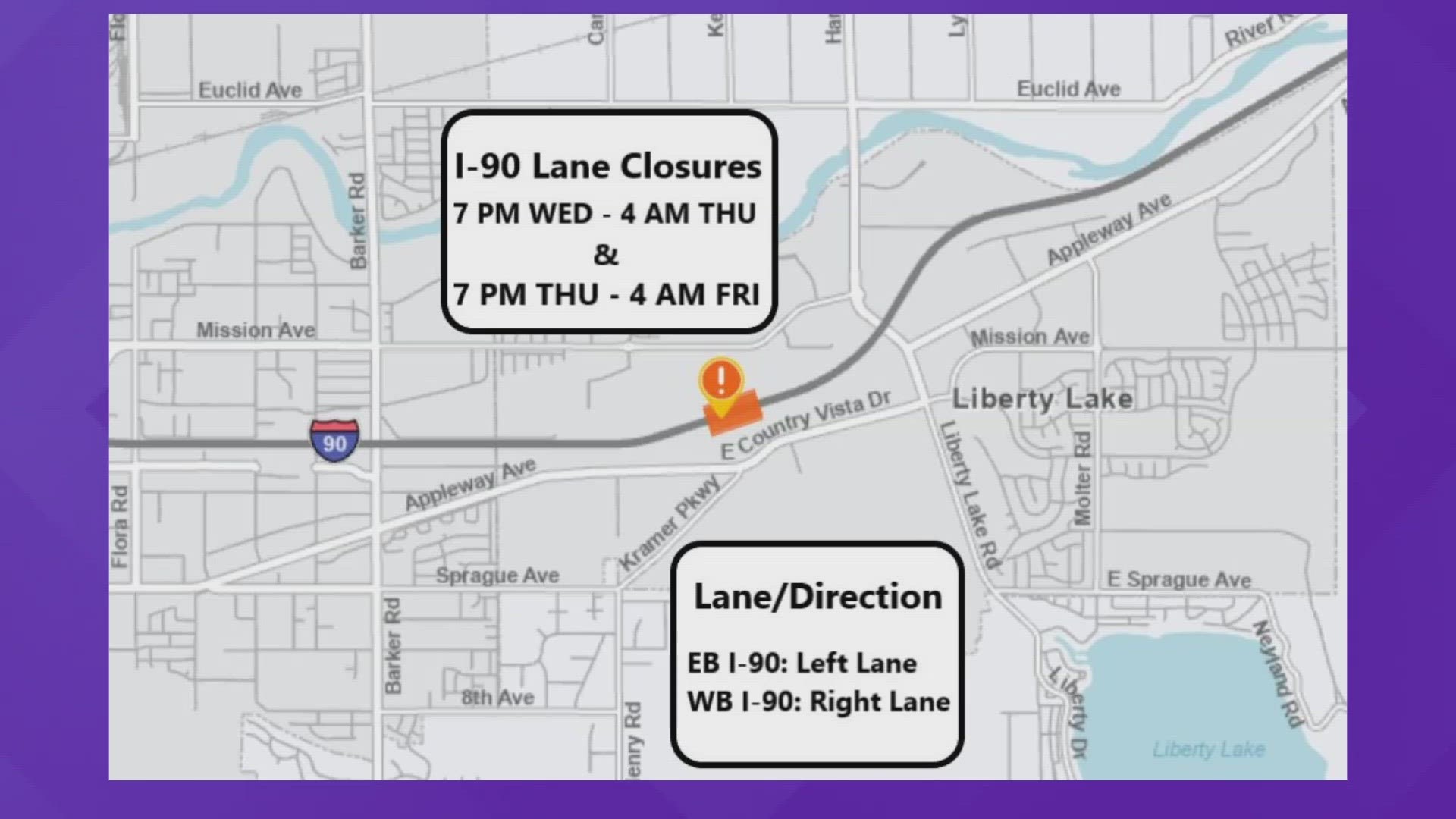 The overnight closures are for road work.