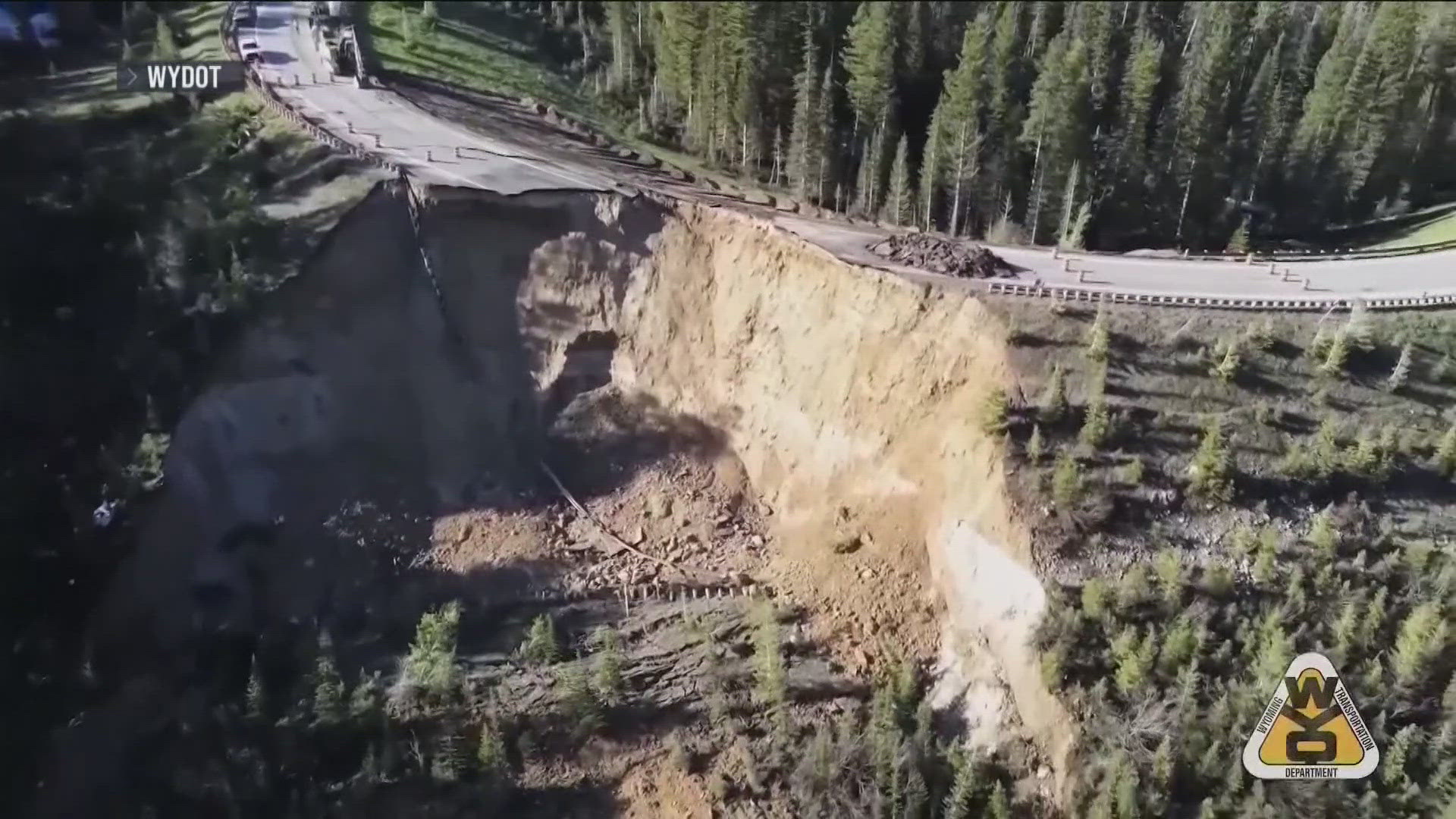 The road connecting Idaho and Wyoming collapsed. Crews are working to clean and repair the stretch of road.