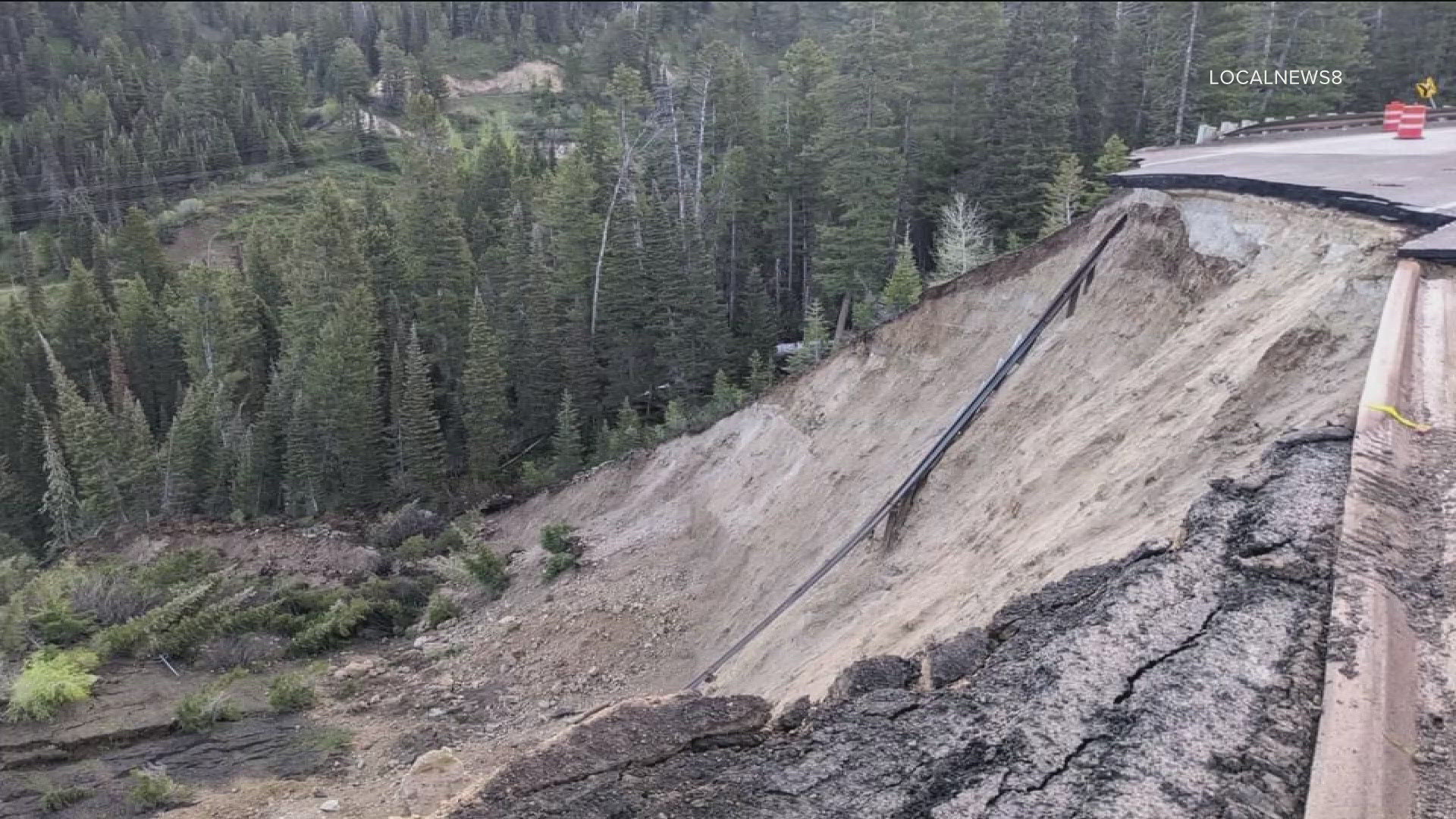 The pass connects Idaho and Wyoming and was already closed from a mudslide. No one was hurt but long-term closure is expected.