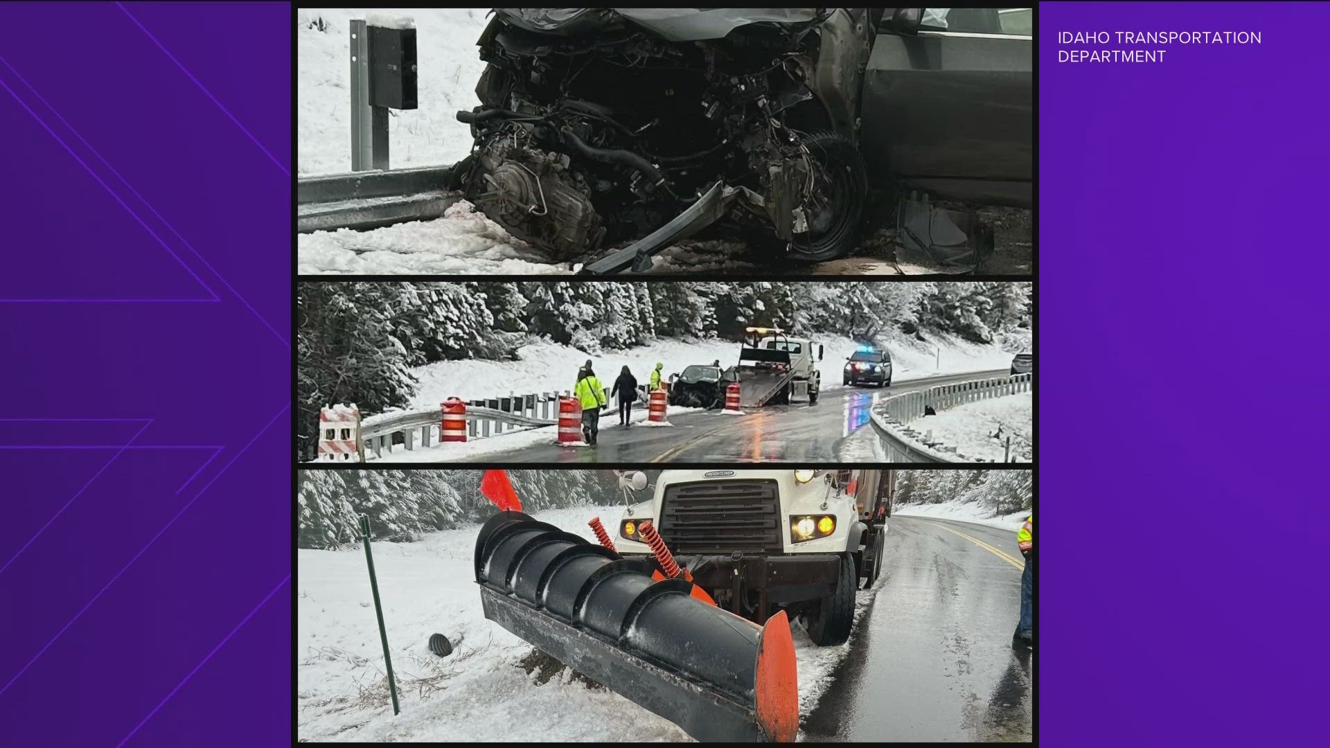 Car hits snow plow | krem.com