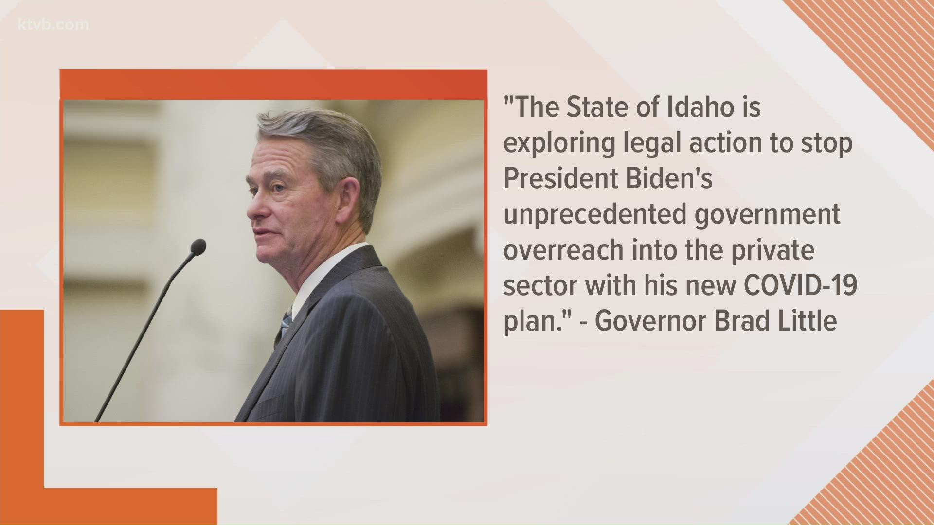 The governor said he hopes to, "stop President  Biden's unprecedented government overreach into the private sector."