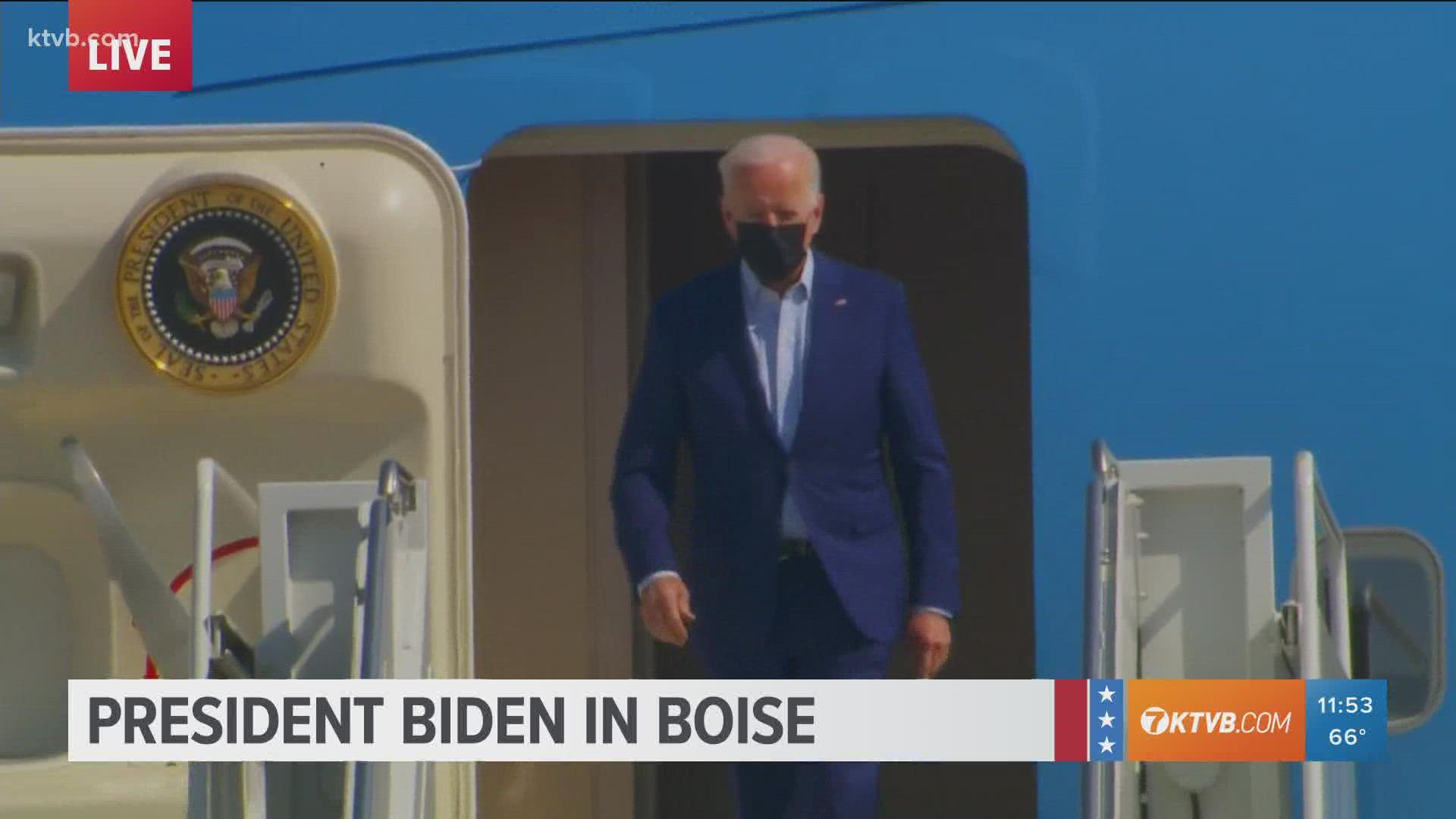 The president is expected to address wildfire prevention and the threat of climate change after touching down at the Boise Airport.