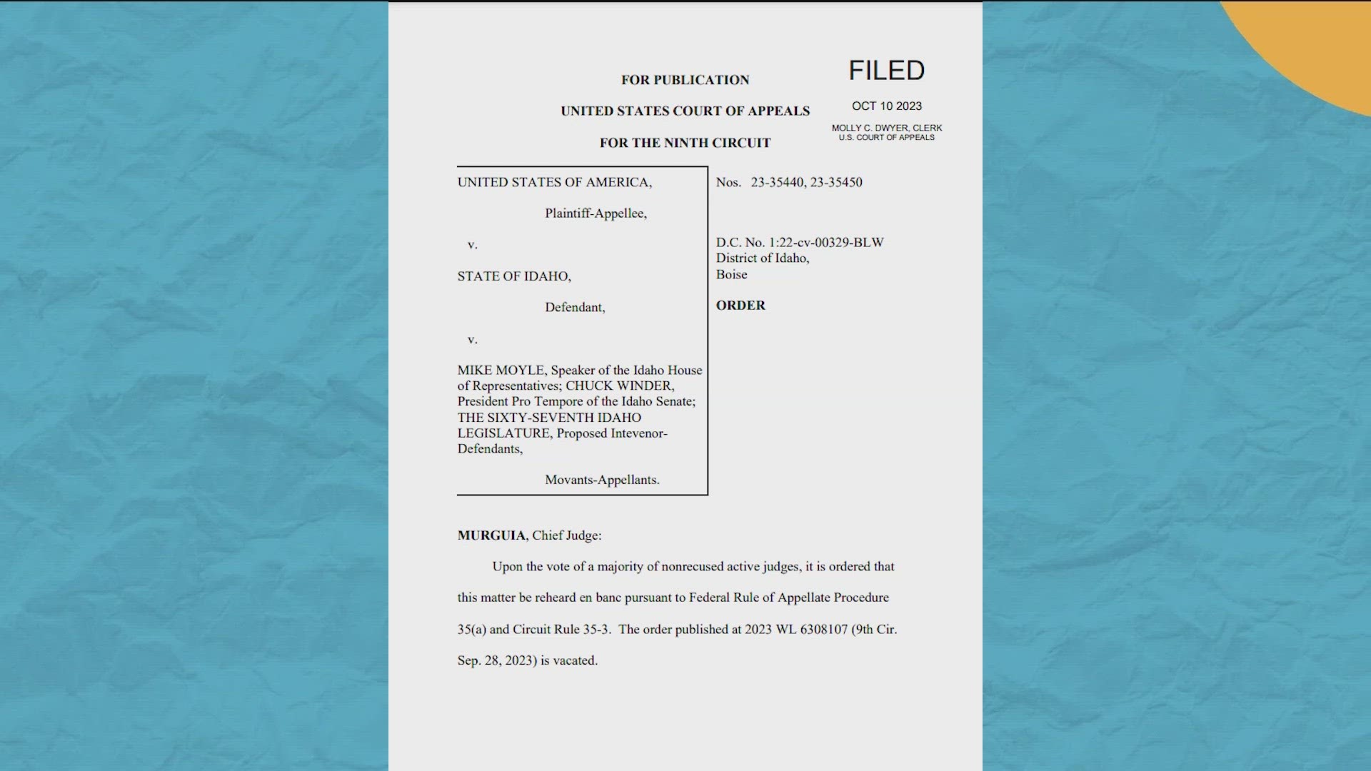 The Ninth Circuit court granted a rehearing due to a recent court order simply saying more judges will hear the case.