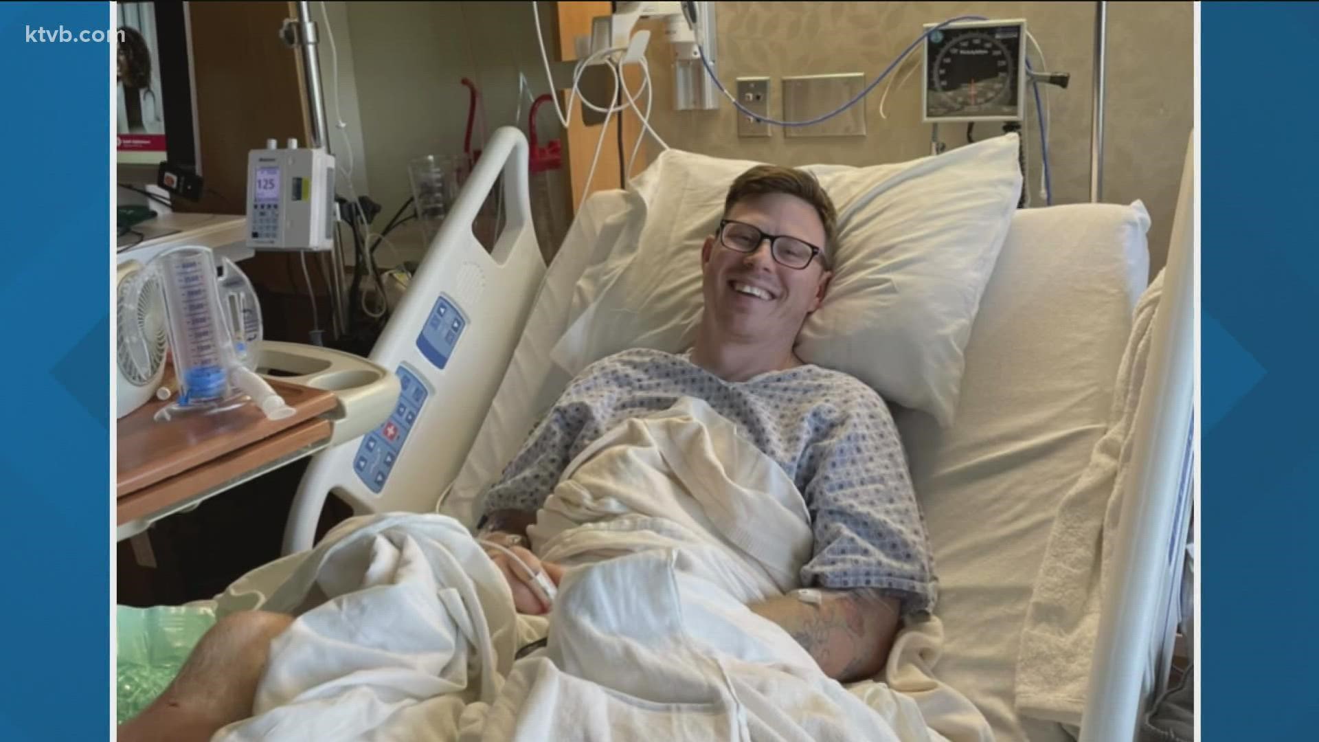 Kevin Wallet was on his way to EMT training on his motorcycle when he got into a wreck that sent him and the other driver to the hospital.