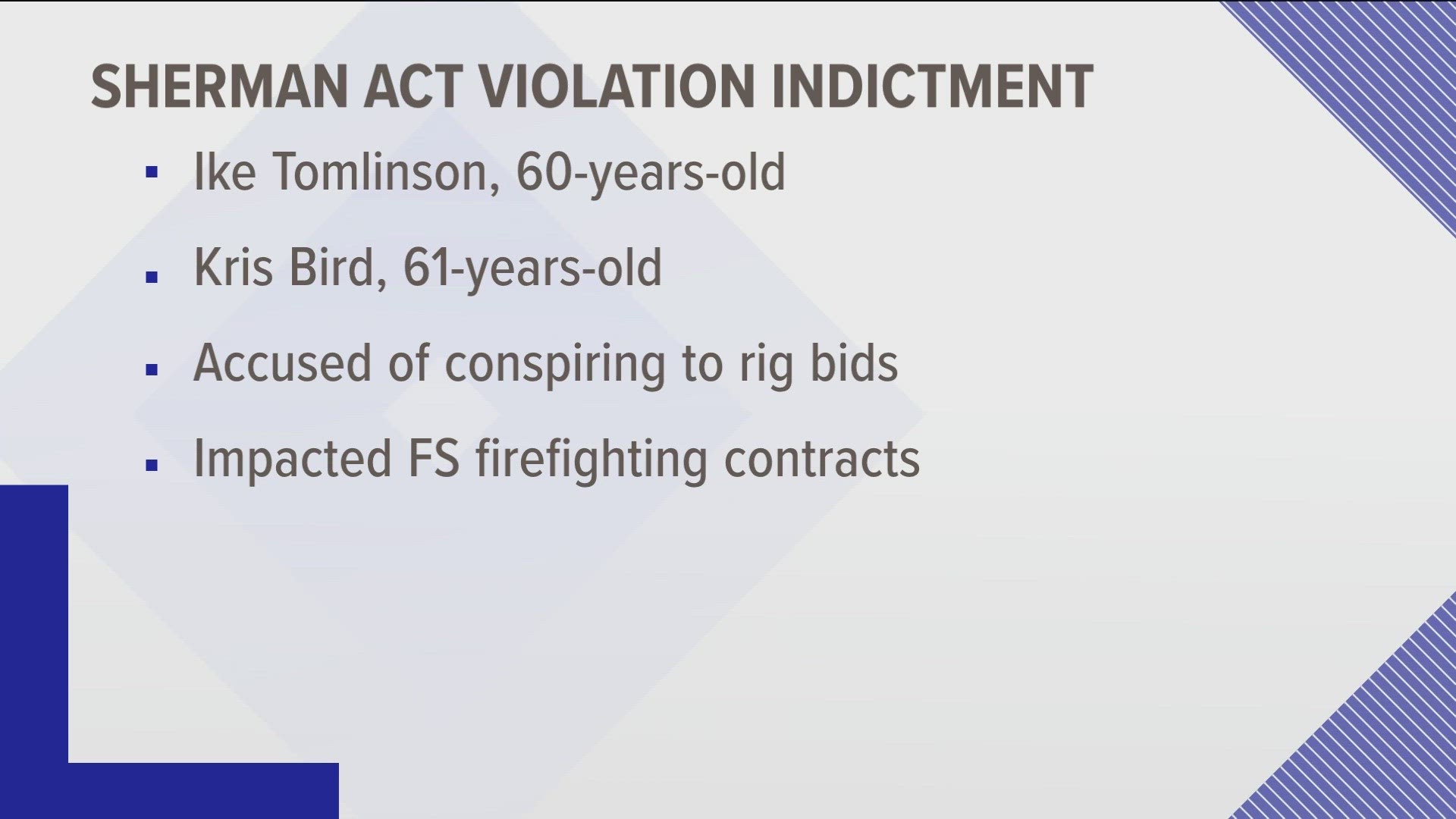 Executives Ike Tomlinson from Terreton and Kris Bird from Salmon are accused of alleged schemes that rigged contract prices for the U.S. Forest Service.