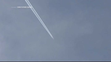Contrails - condensation trails - are commonly referred to as 'chemtrails' by conspiracy theorists who believe there are chemicals in the trails with varying effects. (Photo: Submitted to 9NEWS)