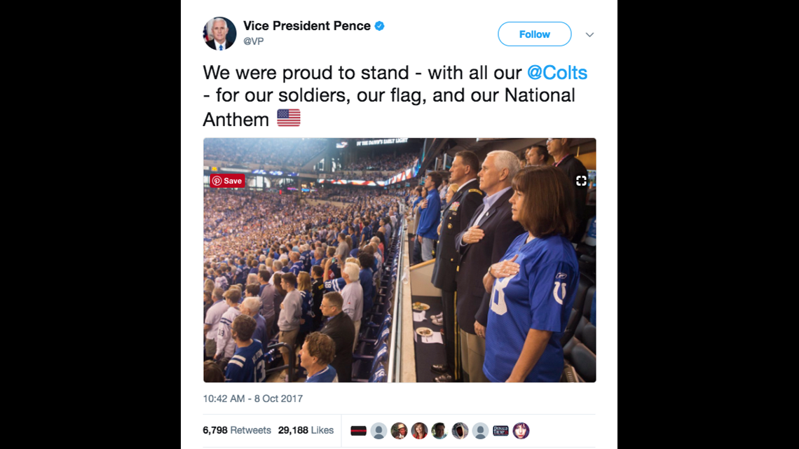 Vice President Pence leaves Colts game early after players kneel