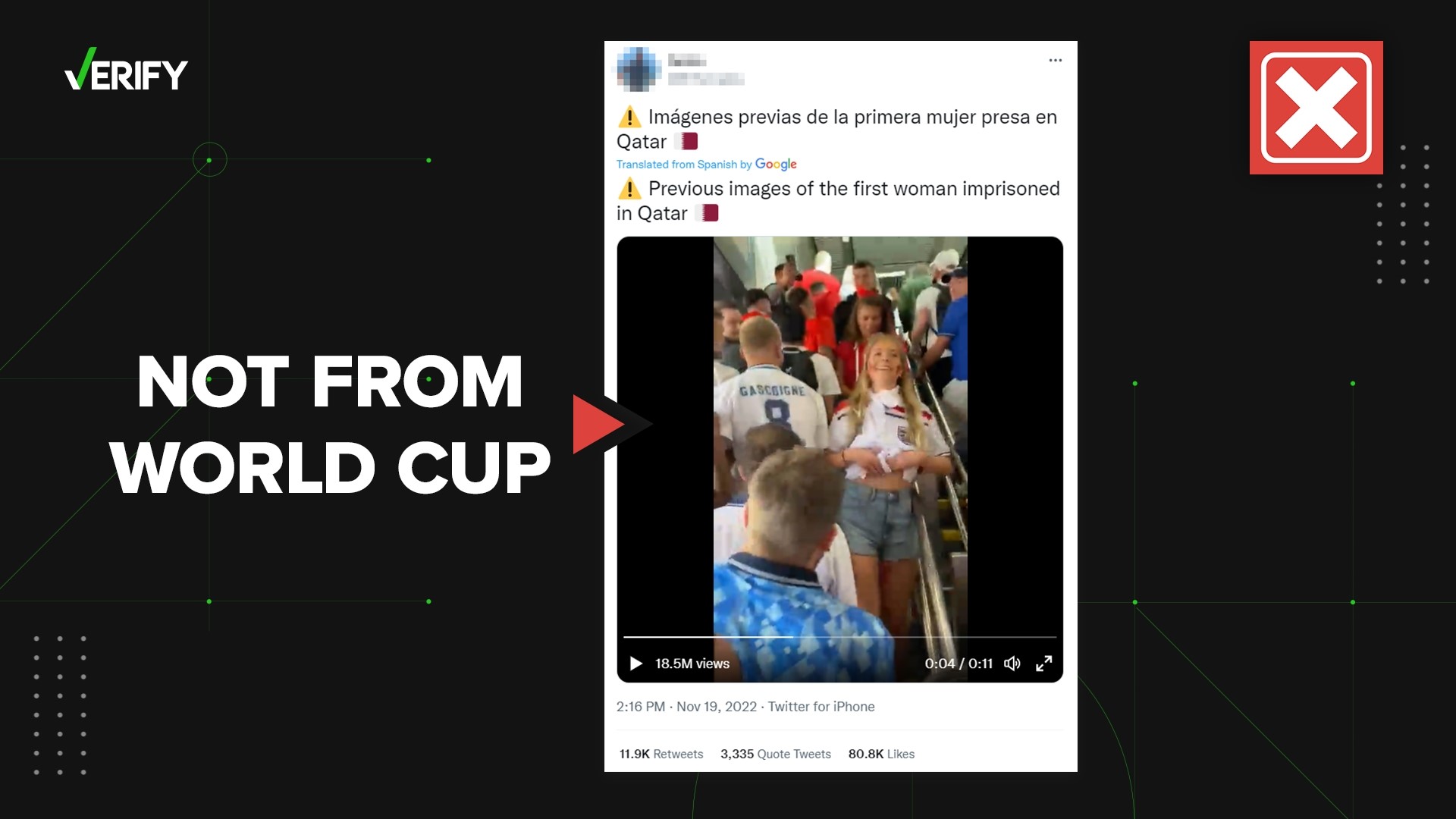 VERIFY is fact-checking images or videos claiming to be from the 2022 FIFA World Cup. These viral videos were not taken during the current tournament.