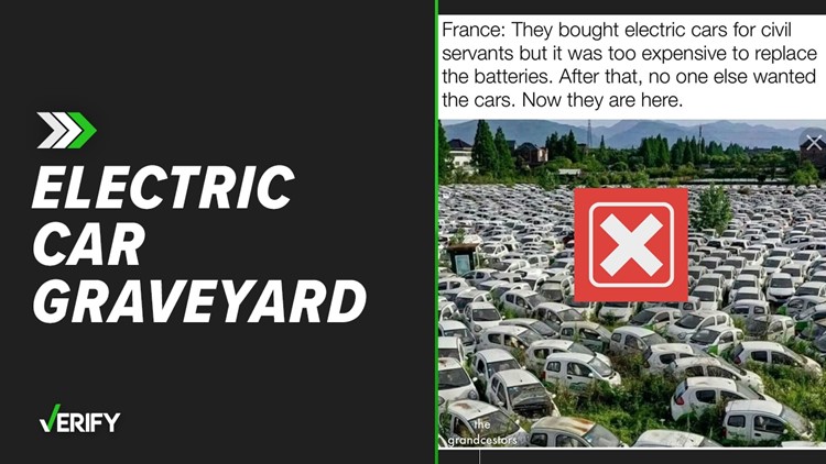No, this image does not show abandoned electric vehicles in France
