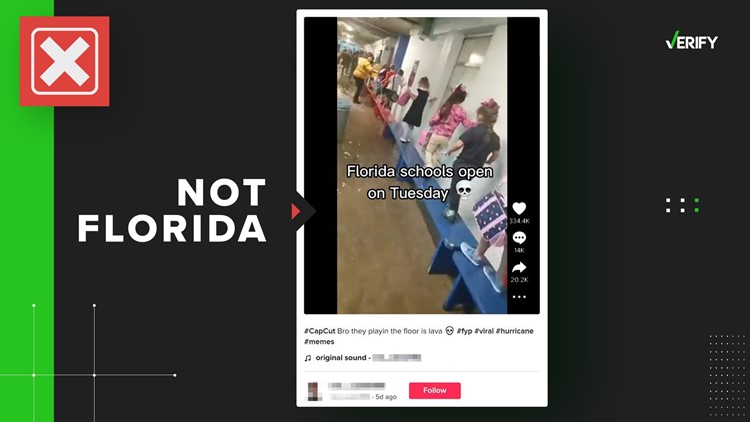 No, a video doesn’t show Florida students walking through a flooded school hallway after Hurricane Ian