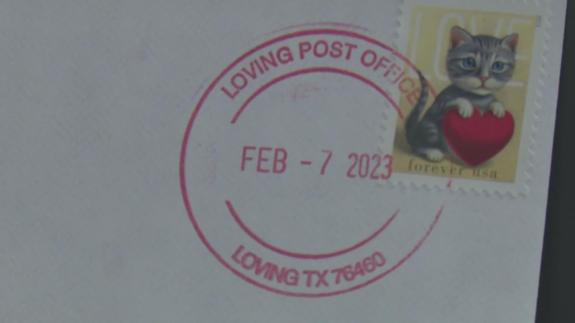 People address and add postage to their valentines, then put them in a larger envelope addressed to the Loving Post Office.