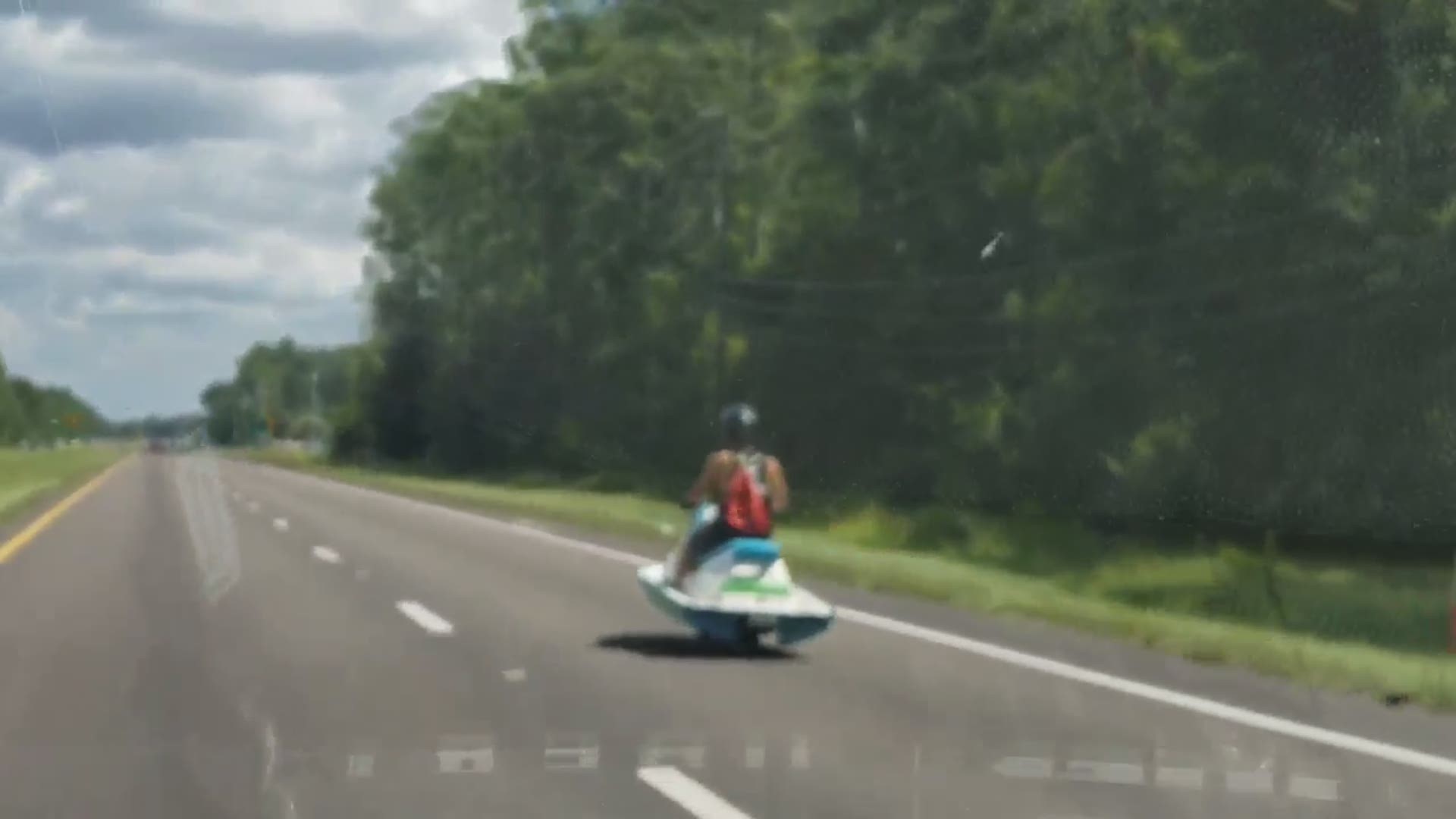 Man was caught on camera driving a jet ski on Normandy Boulevard, Tuesday.