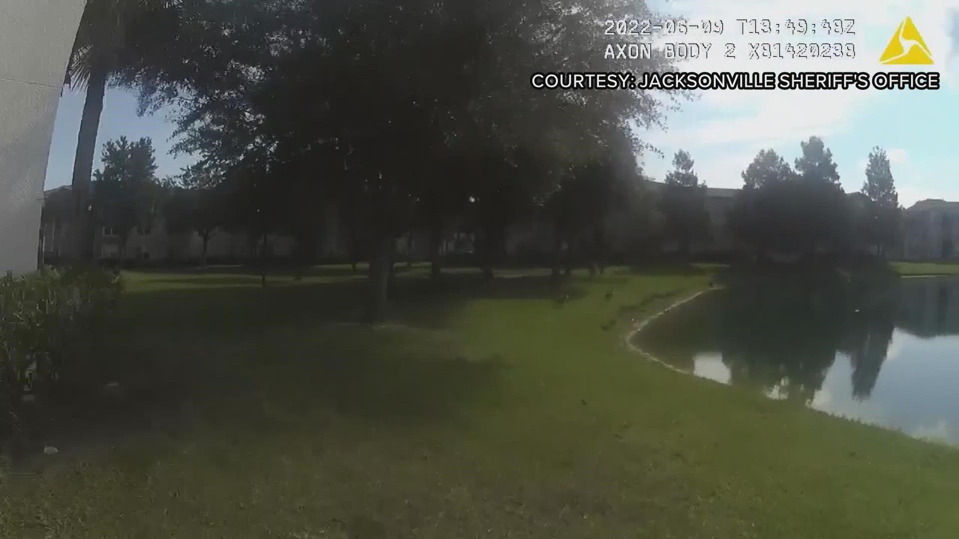 Officer Me'Atia Sanderson was the first officer to arrive on the scene before realizing the child was still in the retention pond.
