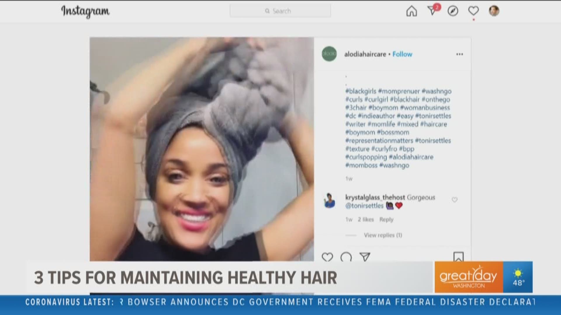 Isfahan Chambers-Harris, Trichologist & Founder of
Alodia Hair Care shares tips on making sure your hair stays healthy while you can't make it to the hairdresser.